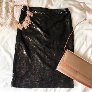 Black Sequin Pencil Skirt Downeast Basics